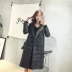 Mùa thu và mùa đông mới của phụ nữ Thời trang Hàn Quốc áo len kẻ sọc lỏng phần dài áo len dày - Trung bình và dài Coat Trung bình và dài Coat