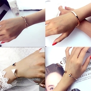 Vòng đeo tay nữ Hàn Quốc phiên bản của cá tính đơn giản rose gold letter bracelet món quà sinh đôi vài mở bracelet 闺 đồ trang sức bí mật