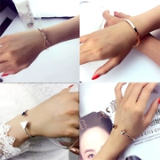 Vòng đeo tay nữ Hàn Quốc phiên bản của cá tính đơn giản rose gold letter bracelet món quà sinh đôi vài mở bracelet đồ trang sức bí mật vòng dâu tằm cho bé