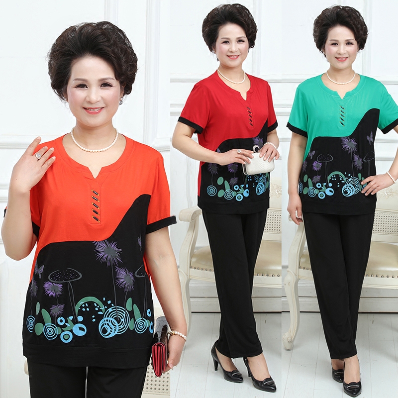 Phụ nữ trung niên của mùa hè ăn mặc ngắn tay T-Shirt phương thức vest lỏng cộng với phân bón XL nửa tay áo sơ mi
