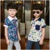 Trẻ em của mặc 2018 mùa hè cậu bé mới Hàn Quốc ngắn tay áo cậu bé áo hoa bé con mùa hè bông áo sơ mi thời trang trẻ em hàn quốc Áo sơ mi