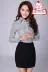 Chuyên nghiệp mới đi lại thường xuyên nữ mùa thu Hàn Quốc phiên bản của tự tu luyện khí kích thước lớn của phụ nữ slim shirt sọc áo sơ mi trắng Cộng với kích thước quần áo