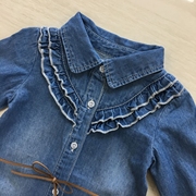 Giải phóng mặt bằng điều trị cô gái bông áo sơ mi denim bé áo sơ mi Ou Nei Fan trẻ em của chiếc áo khoác dài cardigan mùa xuân và mùa thu mô hình