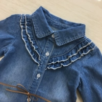 Giải phóng mặt bằng điều trị cô gái bông áo sơ mi denim bé áo sơ mi Ou Nei Fan trẻ em của chiếc áo khoác dài cardigan mùa xuân và mùa thu mô hình áo bé gái