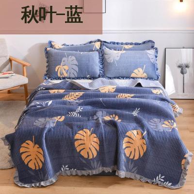 Khăn trải giường bằng vải pha lê ba mảnh mùa đông được lót đệm bông một miếng bông rửa để giữ ấm chăn Kang - Trải giường