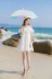 2018 mùa hè mới của phụ nữ quây vai kỳ nghỉ bãi biển váy organza dây đeo váy Một từ váy