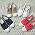 Hàn quốc Dongdaemun đích thực mùa xuân và mùa thu mà không cần dây đai phẳng dưới giày thường thoải mái thấp cắt giày vải phụ nữ Giày cắt thấp
