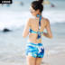 San Qi Bà Bikini Tide Thể thao Ngụy trang Áo tắm Thép Tie Tie Boxer Áo tắm Hai mảnh Mùa hè - Bikinis bộ quần áo bơi dài tay nữ Bikinis